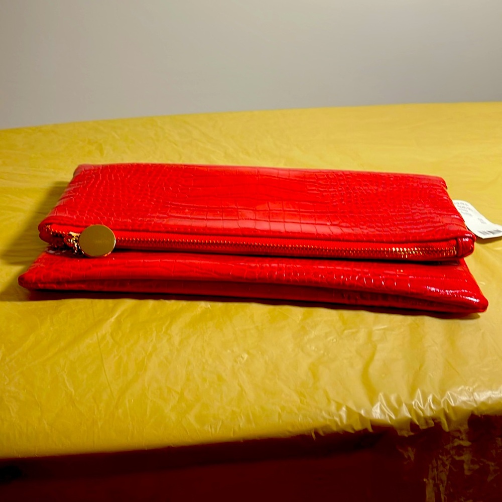 Leather snakeskin clutch